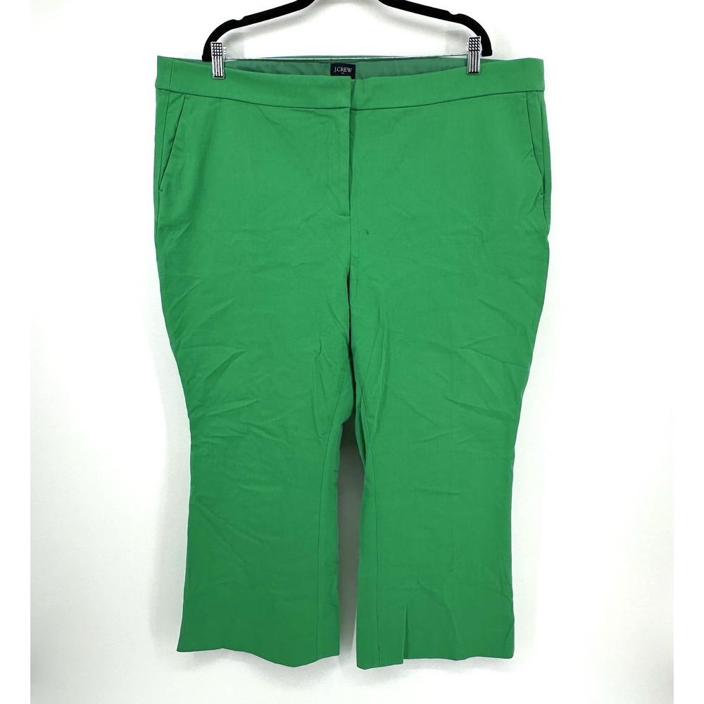 J. Crew Kelsey Pant Women's 22 Green Stretch Cropped Career Office